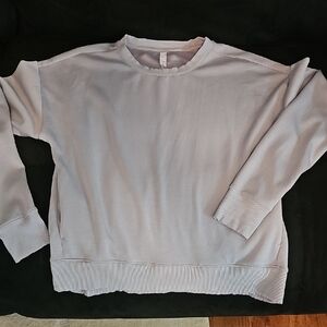 STYLUS Silver Soft, Shiny Rayon Long Sleeve Comfort Crewneck Top, Side Pockets